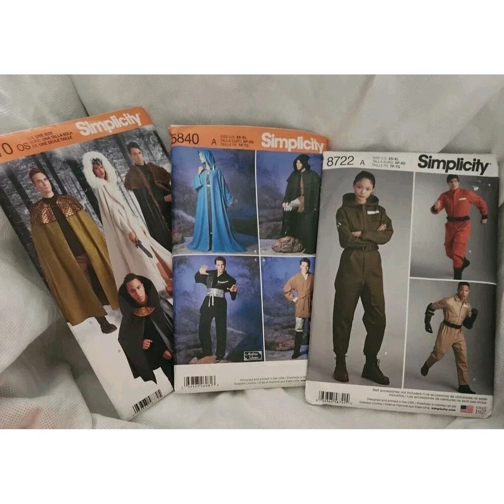 3 Simplicity 8722, 5840, 8770 Costume PATTERNS ONLY  Comicon One Size Adult